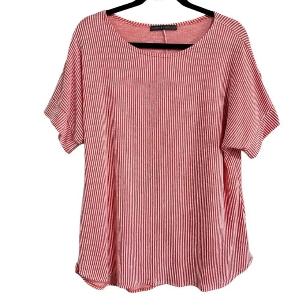 Chris & Carol red striped short sleeve top plus size 1X